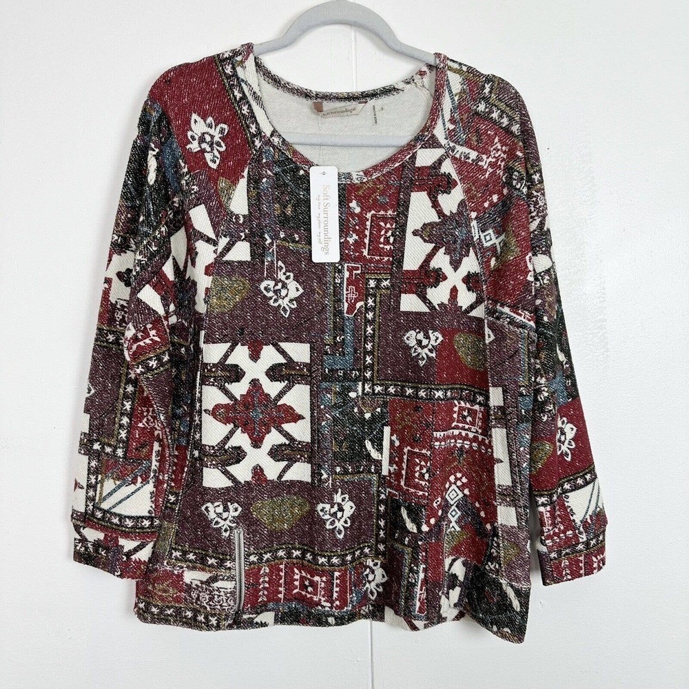 Soft Surroundings Rust Casablanca Pullover Sweater Boho Bohemian Size Small NWT
